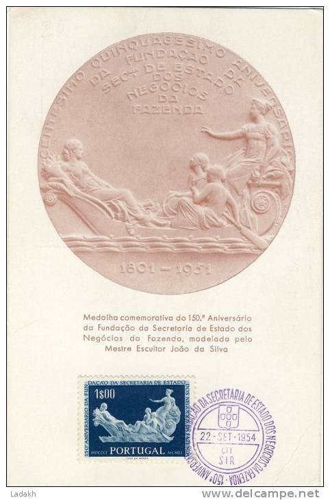 CARTE MAXIMUM  1954 PORTUGAL # SCULPTEUR GRAVEUR  JOAO DA SILVA - Maximum Cards & Covers