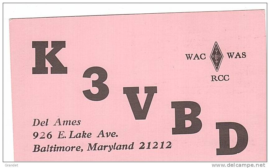 CARTE RADIO QSL - U.S.A. - BALTIMORE - MARYLAND - 1979. - Radio Amateur