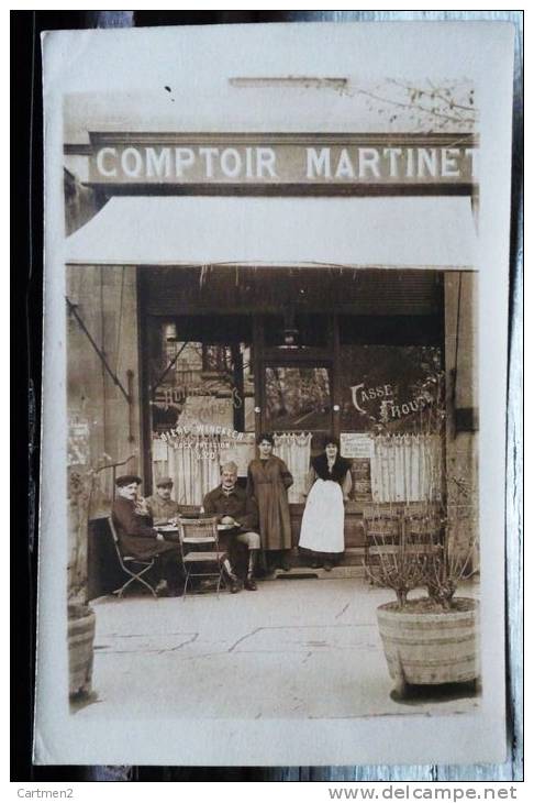 CARTE PHOTO : DEVANTURE CAFE RESTAURANT COMPTOIR MARTINET ARDENNES ? CHARLEVILLE ? - Cafés