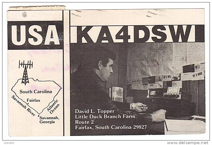 CARTE RADIO QSL - U.S.A. - FAIRFAX - SOUTH CAROLINA - 1979. - Radio Amateur