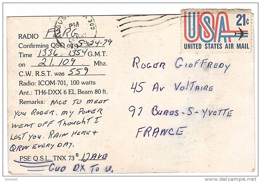 CARTE RADIO QSL - U.S.A. - FAIRFAX - SOUTH CAROLINA - 1979. - Radio Amateur