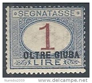 1925 OLTRE GIUBA SEGNATASSE 1 LIRA MH * - RR10568 - Oltre Giuba