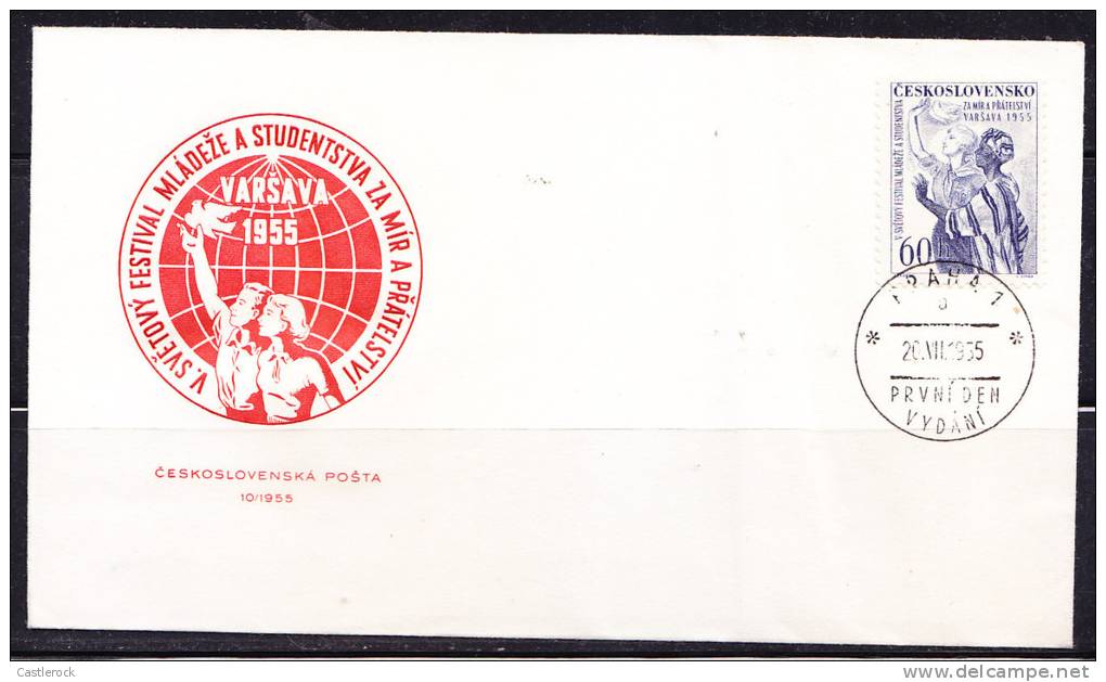 T)1955,CZECHOSLOVAKIA,5th WORLD FESTIVAL OF YOUTH IN WARSAW,FDC.- - FDC