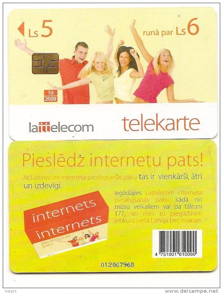 Latvia - 2008 Women And Partner - Internet Chip Phonecard - 5 Ls Big Value Small Print Used - Latvia