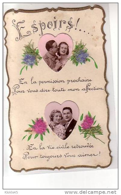 Humour - Espoirs !... - Ajouti Portrait Couple Militaire Et Femme Dans Coeur Et Vie Civile - En La Permission Prochaine - Humoristiques