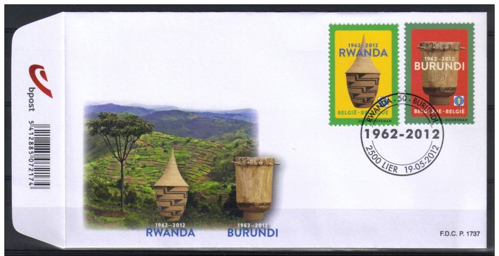 Belgie  2012  FDC 1737   Onafhankelijkheid  Burundi - Rwanda .  //0   éé - 2011-2014