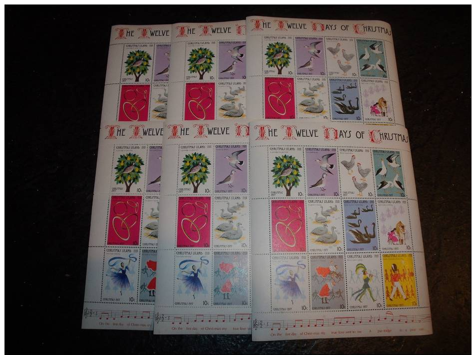 Lot 6 Sheet Christmas Island 12 Days Set Mint NH - Other & Unclassified