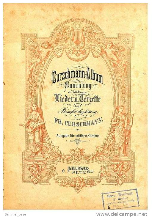 Ca.1890  Notenheft Curschmann Album Sammlung Der Beliebtesten Lieder Und Terzette Mit Pianofortebegleitung - Objetos Derivados