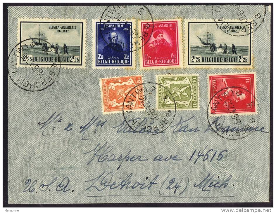 PRE-FDC  Daté 8-6-47  Expédition Antarctique Et Festival Du Film COB 748, 749-750 - ....-1951