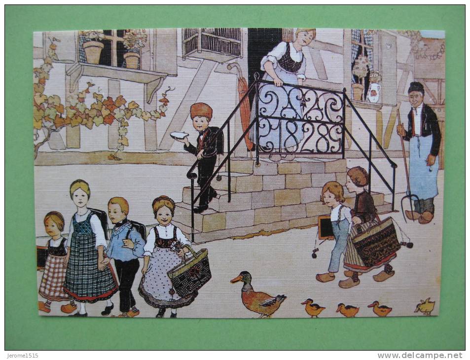 Carte Postale ALSACE  Illustrateur HANSI: Le Depart Pour L'école - Costumi