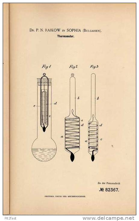 Original Patentschrift - Dr. Raikow In Sophia , 1895 , Thermometer !!! - Tecnología & Instrumentos