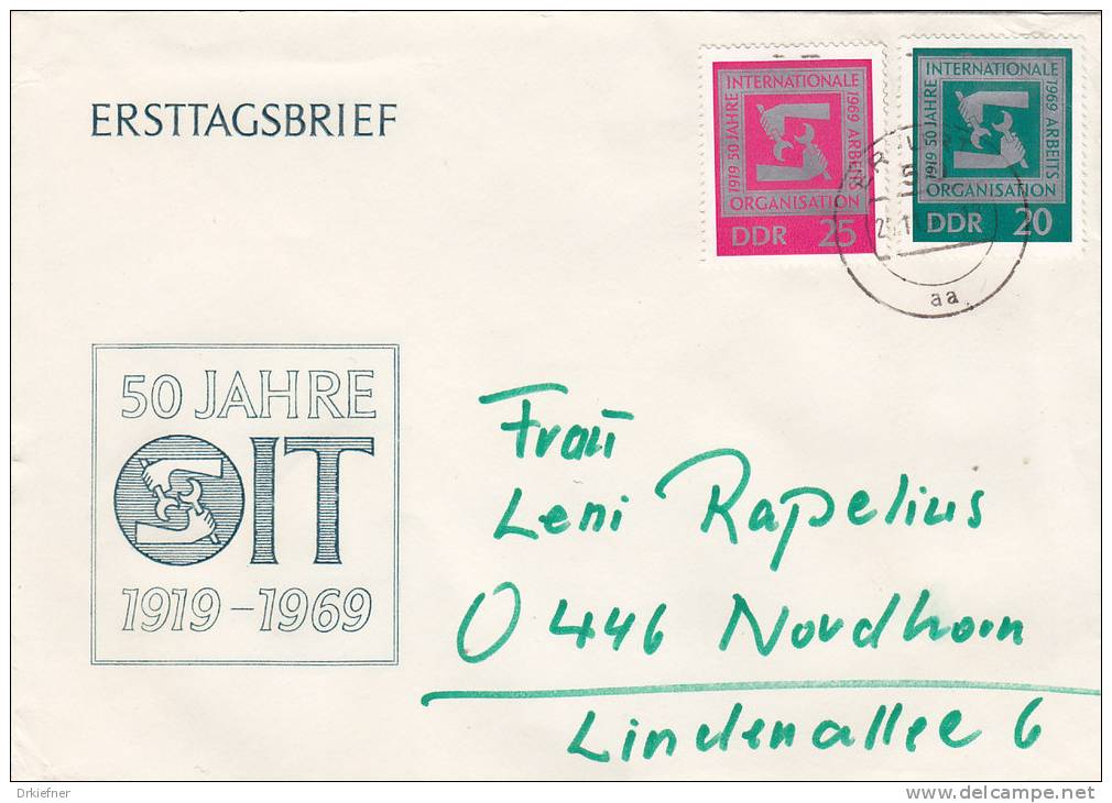 DDR 1517-1518 MiF, Satz Auf Brief Mit Stempel Erfurt 25.11.1969 - Lettres & Documents