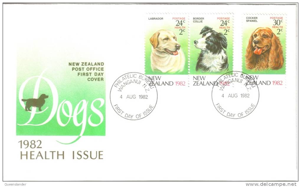 1982 FDC  New Zealand Health Issue Dogs Set Of 3 Stamps 4th Aug 1982 Unaddressed Official FDC - FDC