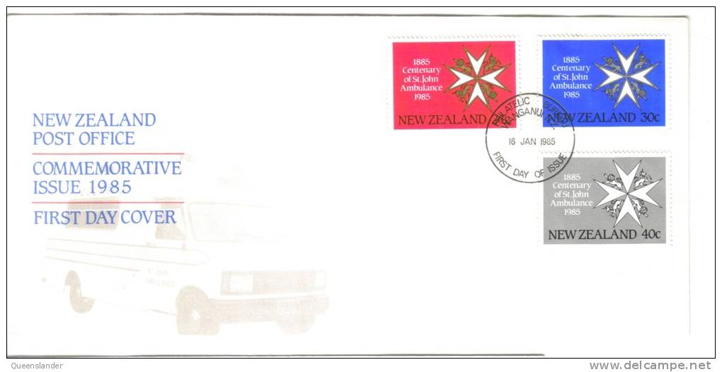 1985 FDC  New Zealand Cent St John Ambulance  Issue 3 Stamps 16th  Jan 1985 Unaddressed Official FDC - FDC