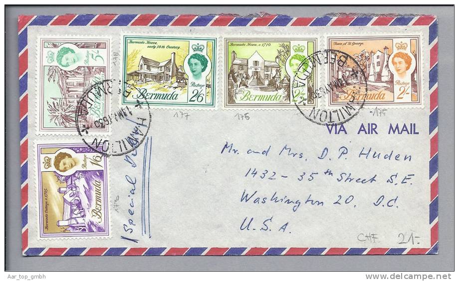 AMERIKA Bermuda 1963-05-14 Mi#173,178,177/176/175 Auf Brief - Bermudes