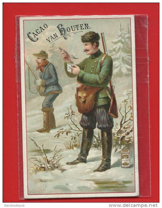 VAN HOUTEN Belle Chromo  Chasseur Chasse Peau Renardd Tasse De Chocolat Hiver Fusil Russie - Van Houten