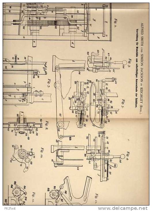 Original Patentschrift - A. Smith In Keighley , England , 1901 , Webstuhl , Weberei , Weben !!! - Tools