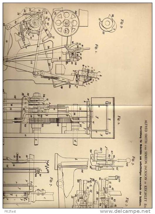 Original Patentschrift - A. Smith In Keighley , England , 1901 , Webstuhl , Weberei , Weben !!! - Tools