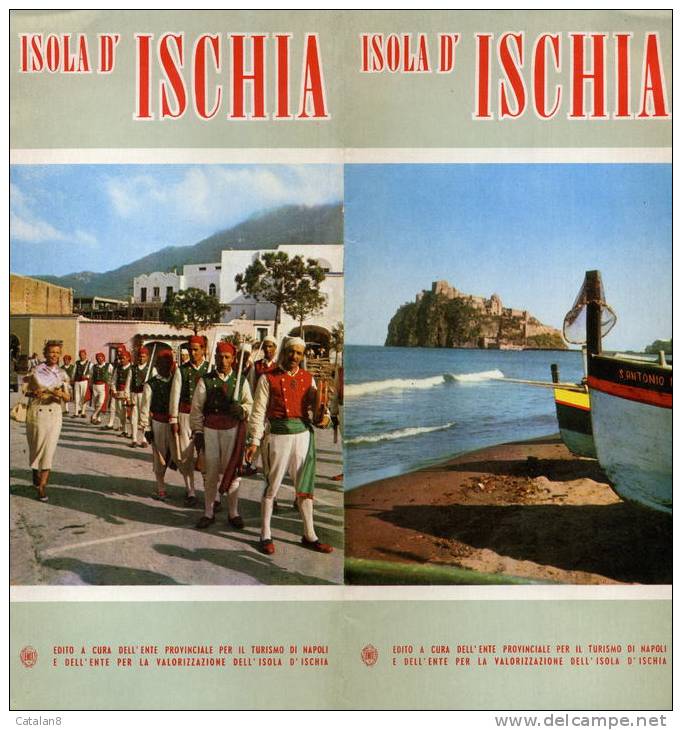 S3532 COUPON PIEGHEVOLE ENTE TURISMO PUBBLICITA´ ANNI 50 ISOLA D' ISCHIA PIANTA E NOTIZIE - Europe