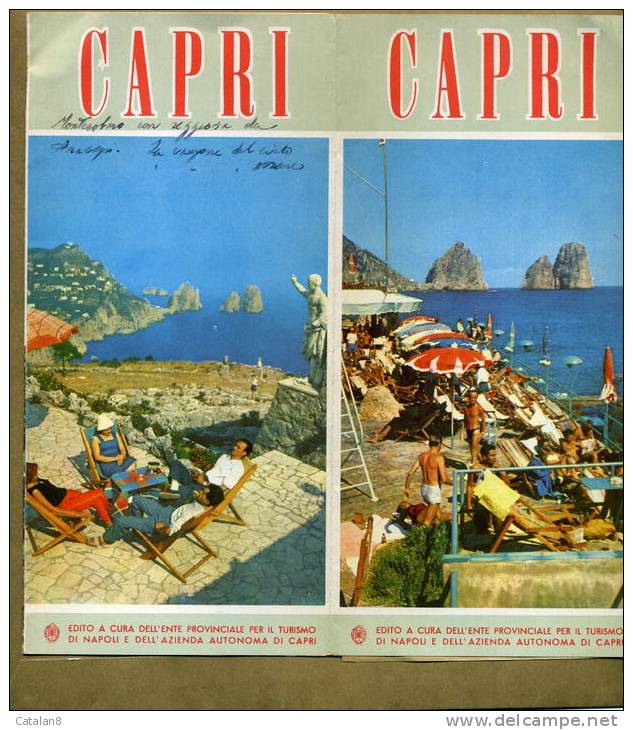 S3533 COUPON PIEGHEVOLE ENTE TURISMO PUBBLICITA´ ANNI 50 CAPRI PIANTA E NOTIZIE - Europa