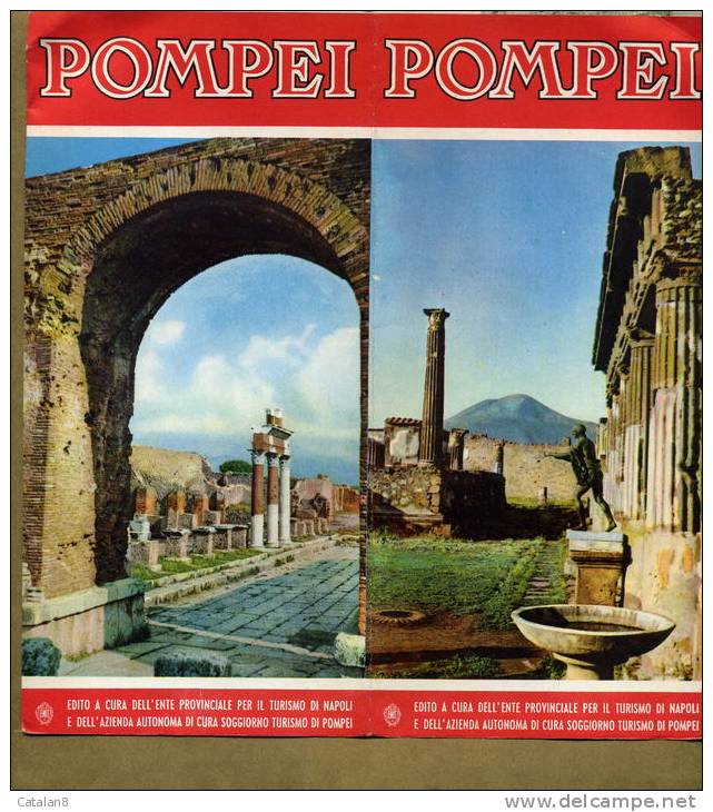 S3535 COUPON PIEGHEVOLE ENTE TURISMO PUBBLICITA´ ANNI 50  POMPEI PIANTA E NOTIZIE - Europe