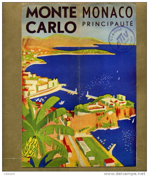 S3540 COUPON PIEGHEVOLE TURISMO PUBBLICITA´ ANNI 50 MONACO MONTE CARLO PIANTA E NOTIZIE - Europa