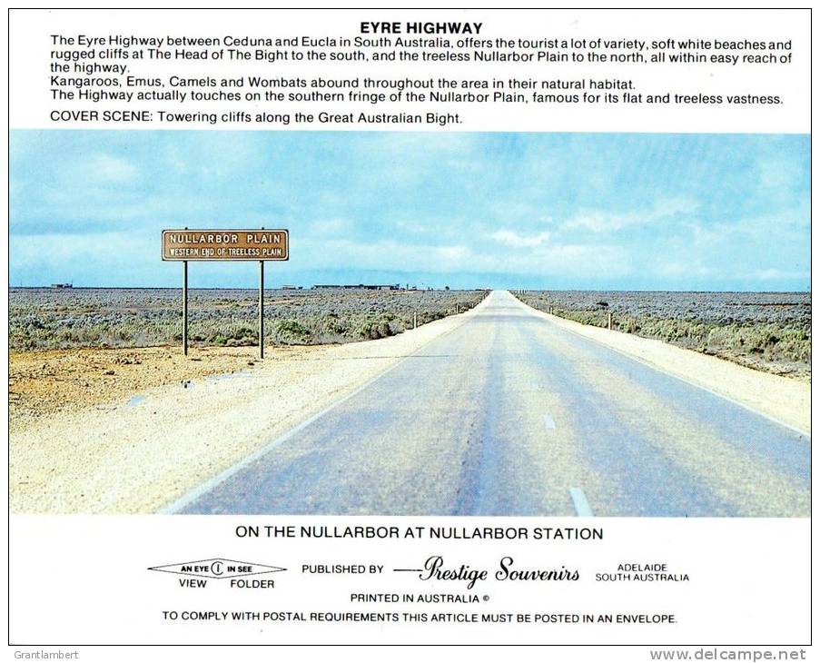 The Eyre Highway Ceduna- Eucla Highway 14 View Folder - Prestige Souvenirs Unused - See 4 More Scans - Other & Unclassified