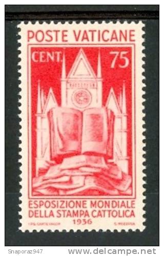 1936 Vaticano Congresso Giuridico 75c.Gomma Integra MNH** -2 Scans - Nuevos