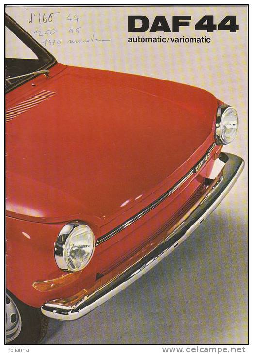 PET/47 Brochure Illustrata Anni '70 AUTO - DAF 44/AUTOMOBILISMO - Moteurs