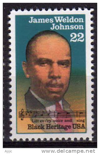 USA. Ecrivain Afro-Americain James Weldon Johnson.  Un T-p Neuf ** 1988 - Neufs