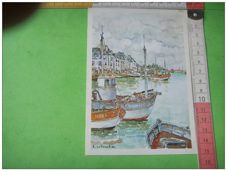 16) Aquarelle :  Robert Leboucher  : Quai Aiguillon : Le Croisic  ! - Autres & Non Classés