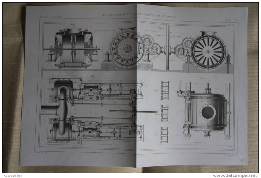 MACHINE SOUFFLANTE A DISQUES ROTATIFS, PAR M. E. FOSSEY - Machines