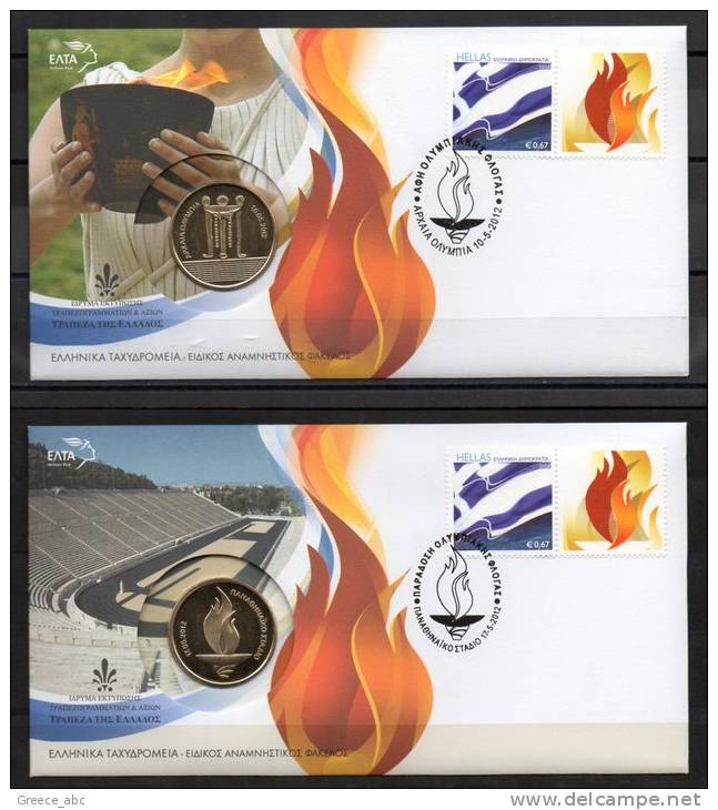 Greece 2012 > London 2012 > The Olympic Flame > Full Set Of 7 Official Covers ( 2 With Commemorative Medals ) - FDC