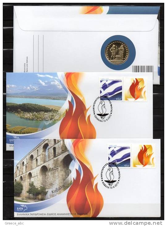 Greece 2012 > London 2012 > The Olympic Flame > Full Set Of 7 Official Covers ( 2 With Commemorative Medals ) - FDC