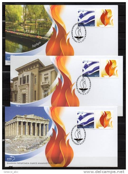 Greece 2012 > London 2012 > The Olympic Flame > Full Set Of 7 Official Covers ( 2 With Commemorative Medals ) - FDC