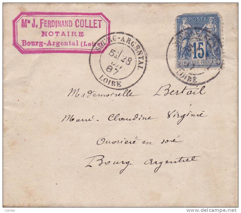 Lettre 1887, BOURG-ARGENTAL/1203 - 1877-1920: Période Semi Moderne