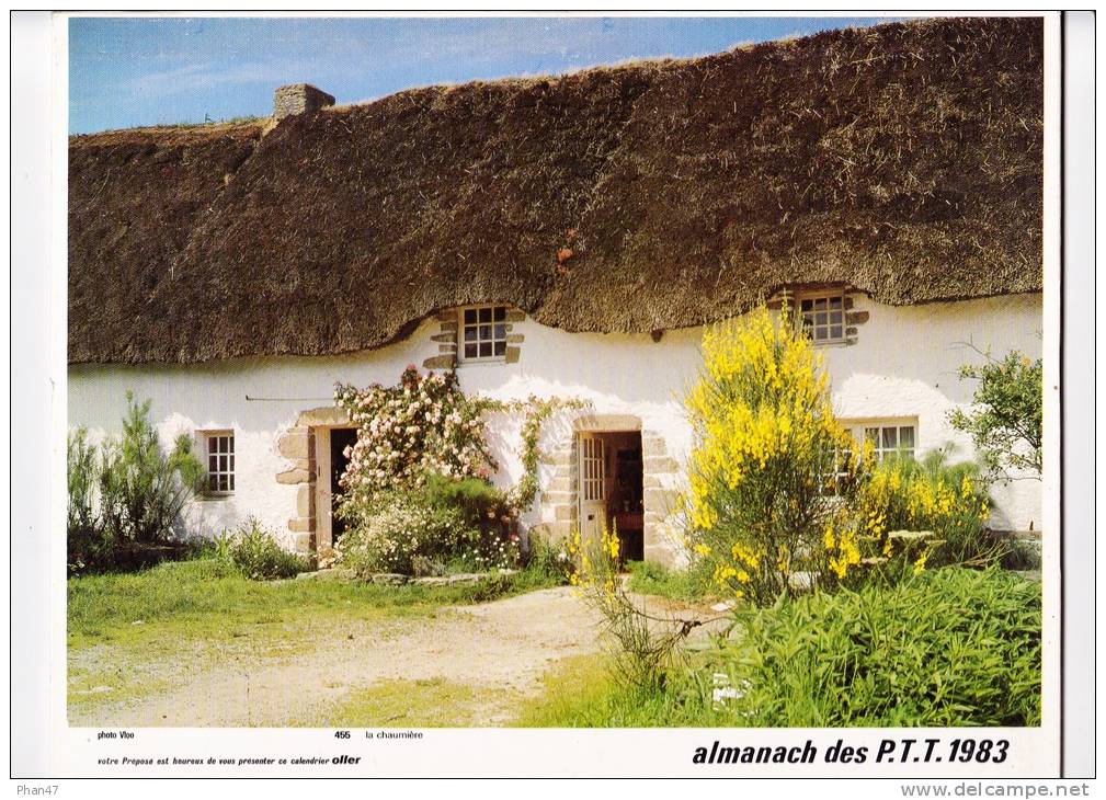 Almanach Des PTT 1983  "chaumière / Saint Véran (05)"  Toit De Chaume, Chalet, église, Les Alpes, OLLER - Big : 1981-90