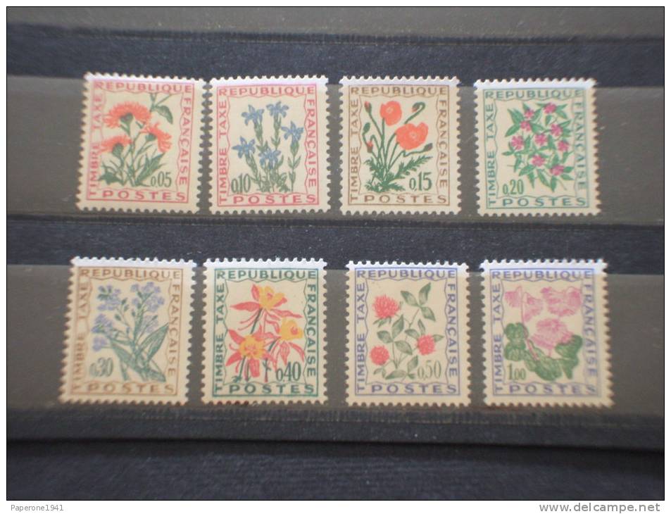 FRANCIA-SEGNATASSE 1964/71 FIORI 8 V. - NUOVI(++) TEMATICHE - 1960-.... Mint/hinged