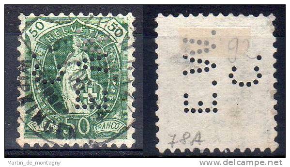 10.5.1905, Stehende Helvetia, 13 Zähne, Weisses Papier, SBK Nr. 90A , Firmenlochung E.V.C. Gestempelt, Los 34591 - Gebraucht