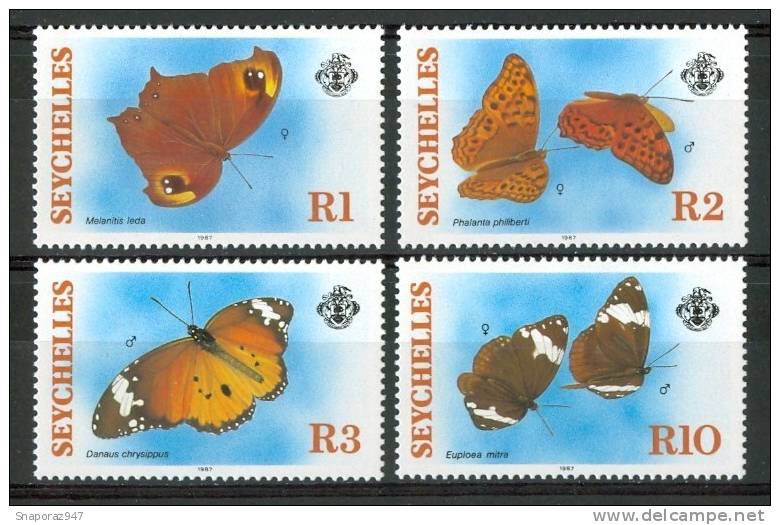 1987 Seychelles Farfalle Butterflies Schmetterlinge Papillons Set MNH** B573 - Seychelles (1976-...)