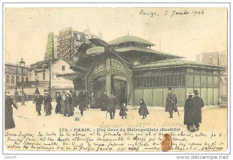 Paris : Une Gare Du Métropolitain - Bastille Non Divisée Animée 1904 Vers La Russie - Pariser Métro, Bahnhöfe