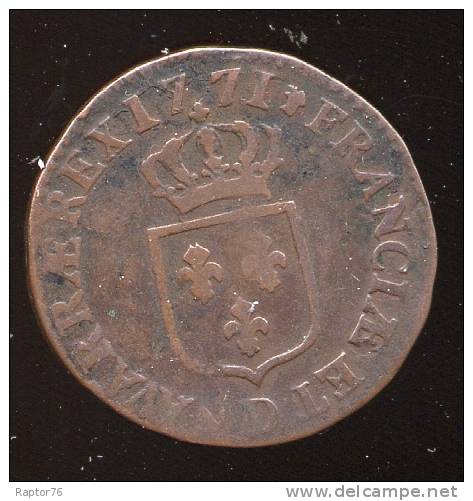 France  LOUIS XV  1/2 Sol 1771 D  Vieille Tête DOUBLE FRAPPE Pièce Monnaie - 1715-1774 Louis XV Le Bien-Aimé