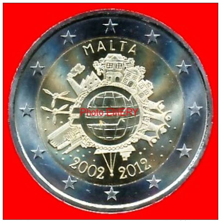2 Euros "10 Ans Euro FIDUCIAIRE" Commémorative MALTE 2012, En UNC Neuves Sous Sachet - Malta