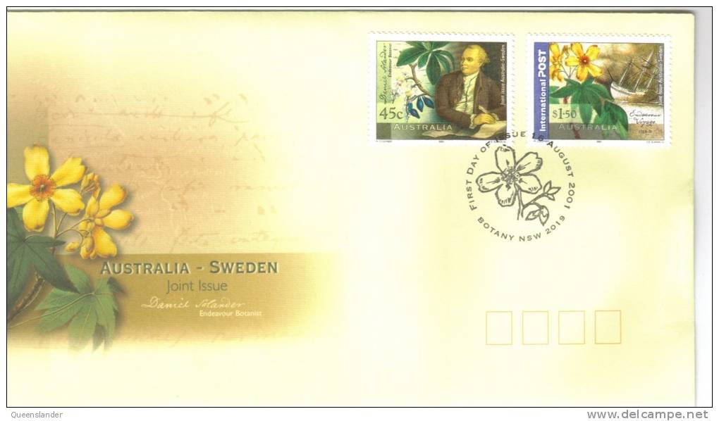 2001 Australia Sweden Joint Issue Set Of 2 Stamps FDI 16th Aug 2001 GPO Botany NSW 2019 - Premiers Jours (FDC)