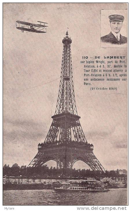 Cpa De Lambert Double La Tour Eiffel - Aviatori