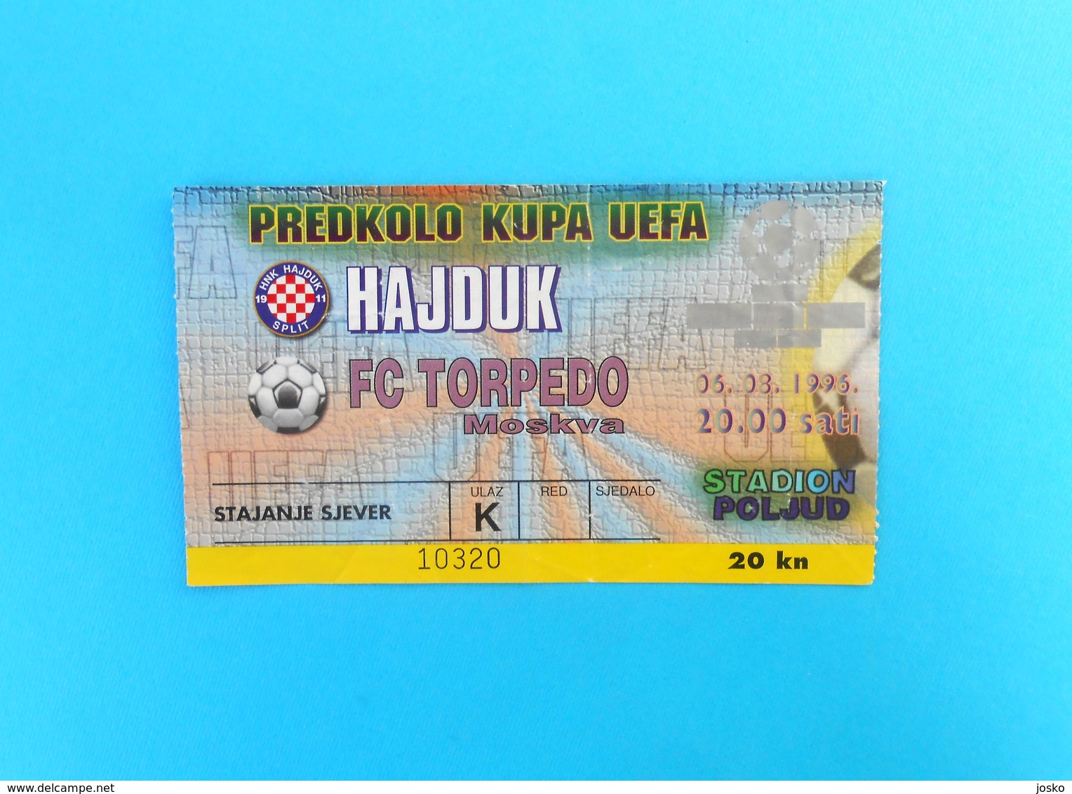 HNK HAJDUK V FC TORPEDO Moscow - 1996. UEFA CUP Qual. Football Match Ticket Soccer Billet Fussball Calcio Foot Russia - Eintrittskarten