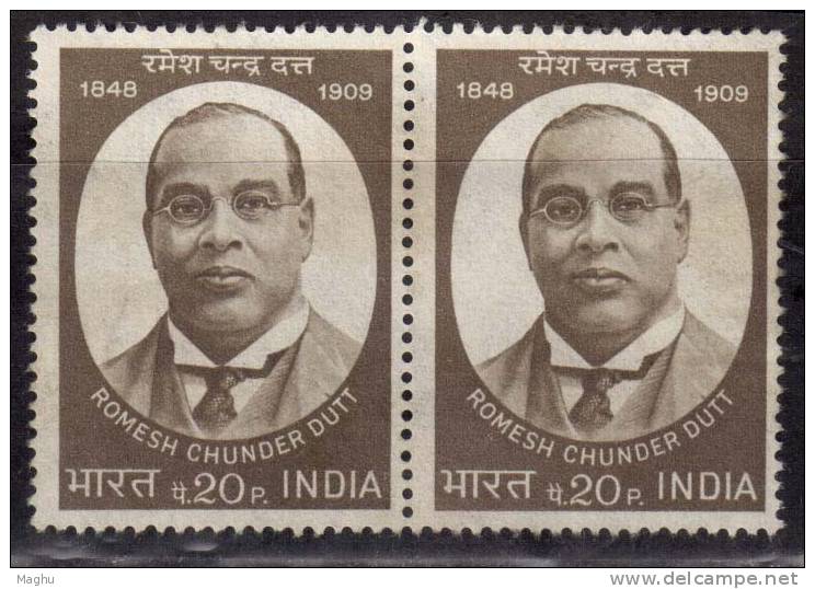 India Mint Pair On Piece, 1973, Romesh Chander Dutt, Historian, History - Nuovi