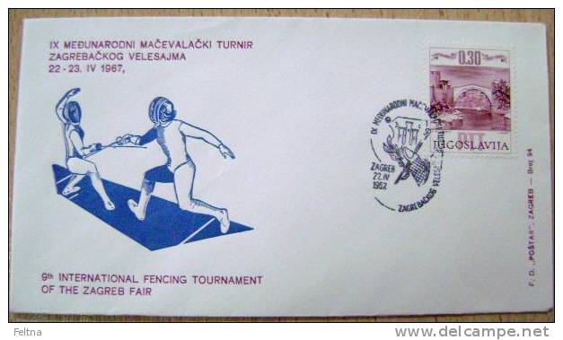 1967 YUGOSLAVIA COVER FOR FENCING TOURNAMENT IN ZAGREB - Fencing