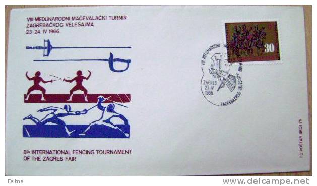 1966 YUGOSLAVIA COVER FOR FENCING TOURNAMENT IN ZAGREB - Fechten