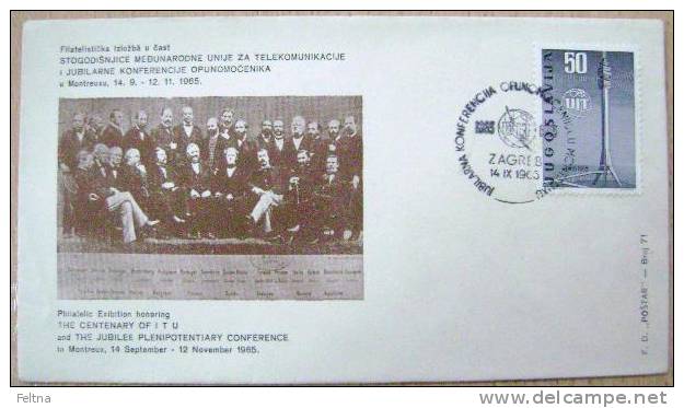 1965 YUGOSLAVIA COVER FOR 100 YEARS OF UIT TELECOMMUNICATION UNION - Telecom